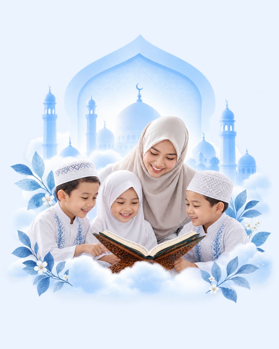 Guru dan anak-anak membaca Al-Qur'an